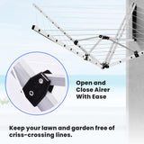 24m Folding Dryer for Laundry & Washing - Wall Mounted 5 Arm Clothes Airer - Rear View