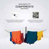 24m Folding Dryer for Laundry & Washing - Wall Mounted 5 Arm Clothes Airer - Low Angle