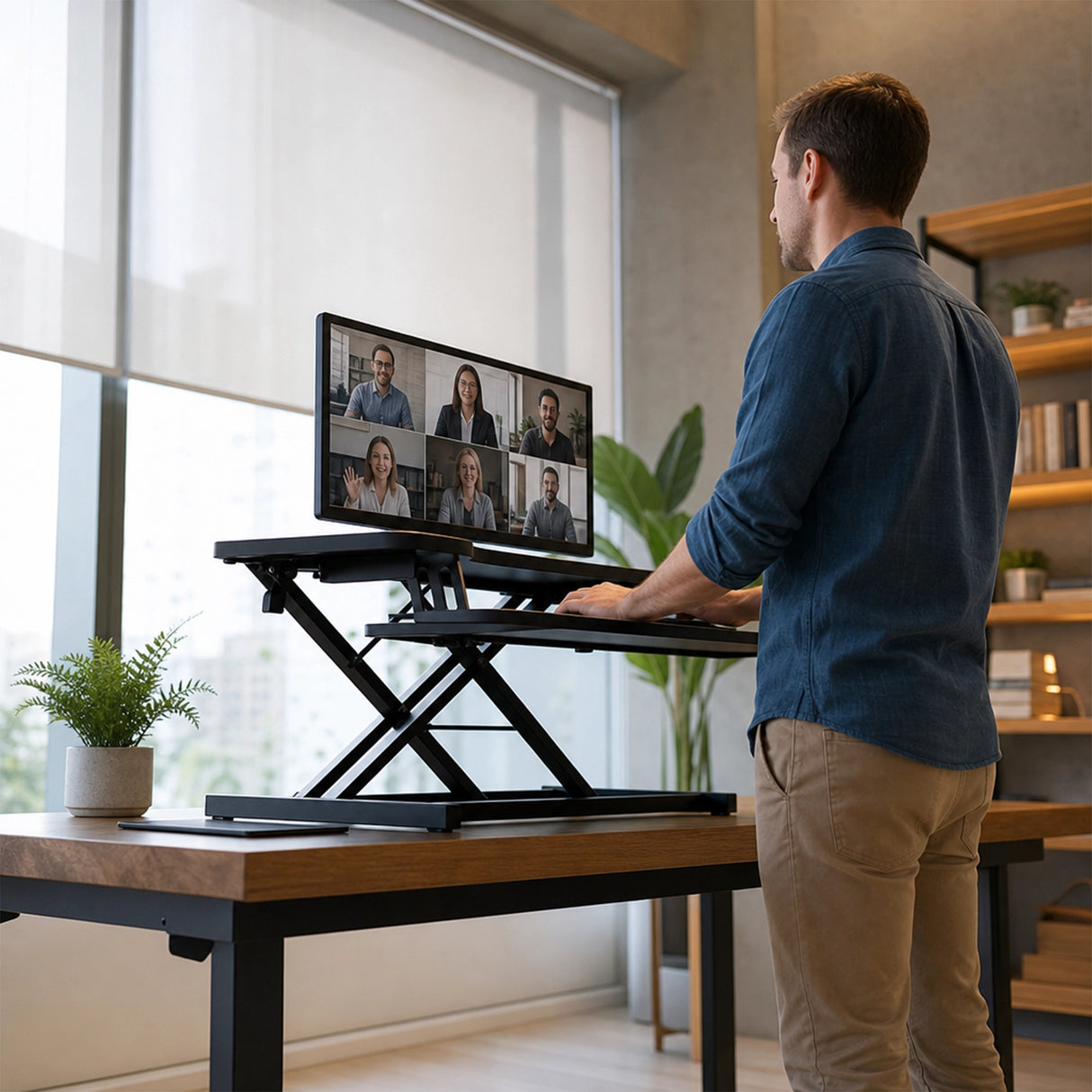 Ergonomic Standing Desk Converter &ndash; Height Adjustable Sit Stand Workstation