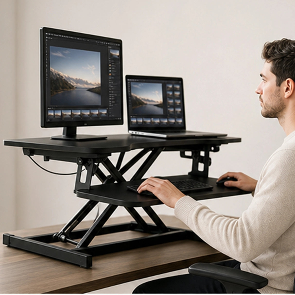 Ergonomic Standing Desk Converter &ndash; Height Adjustable Sit Stand Workstation