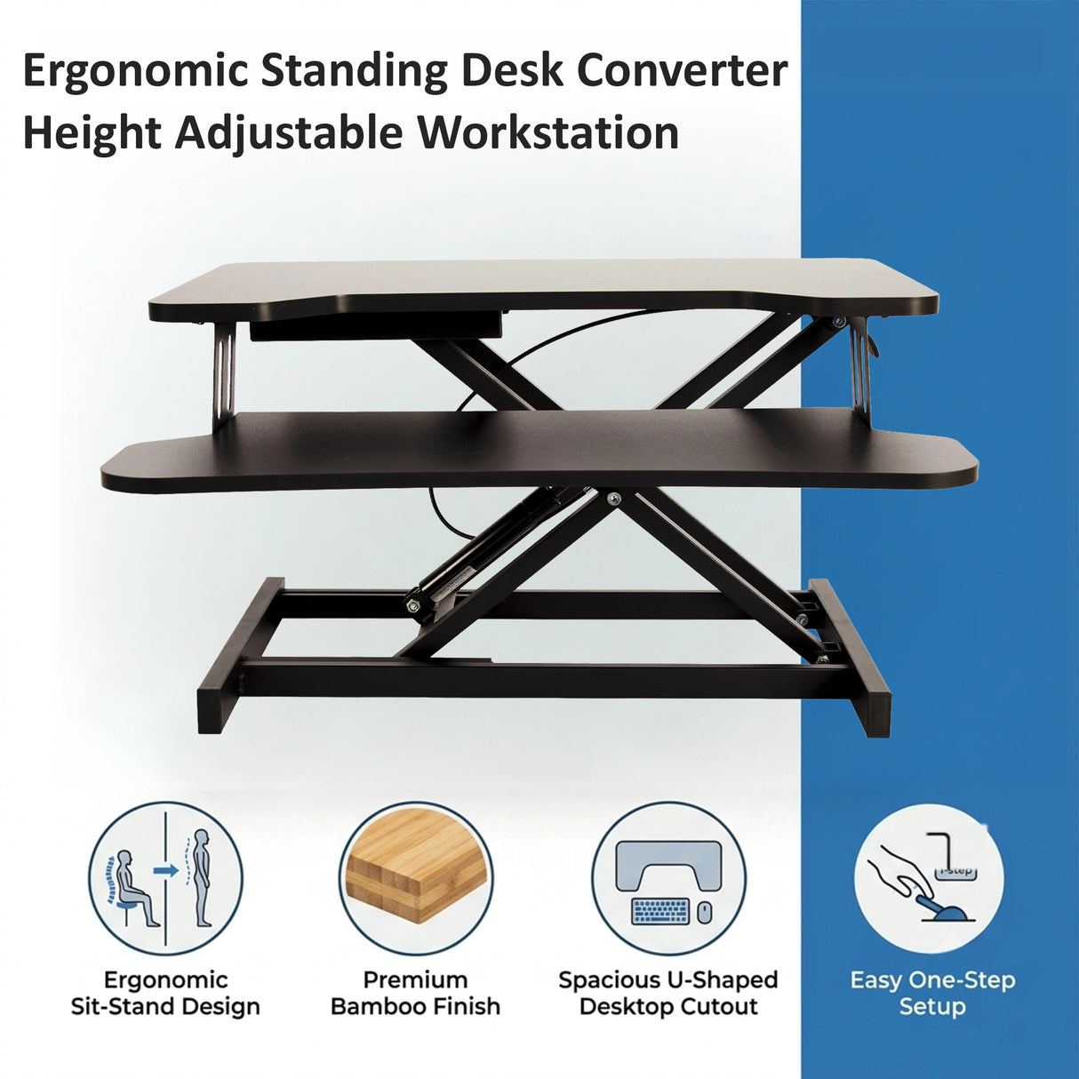 Ergonomic Standing Desk Converter &ndash; Height Adjustable Sit Stand Workstation