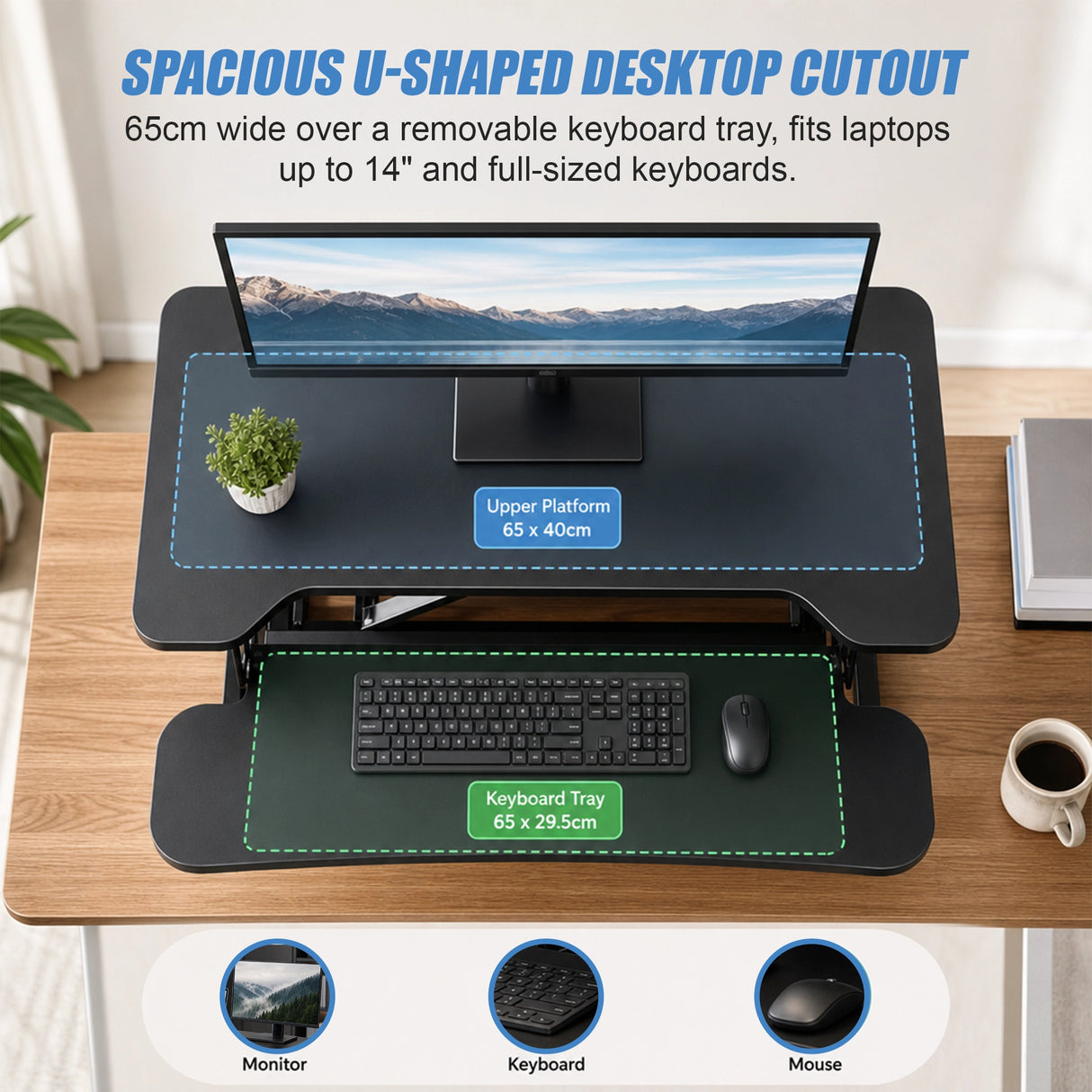 Ergonomic Standing Desk Converter &ndash; Height Adjustable Sit Stand Workstation