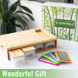 Bamboo Cutting Board Set with Graters & Containers &ndash; Food Prep Station - Front View