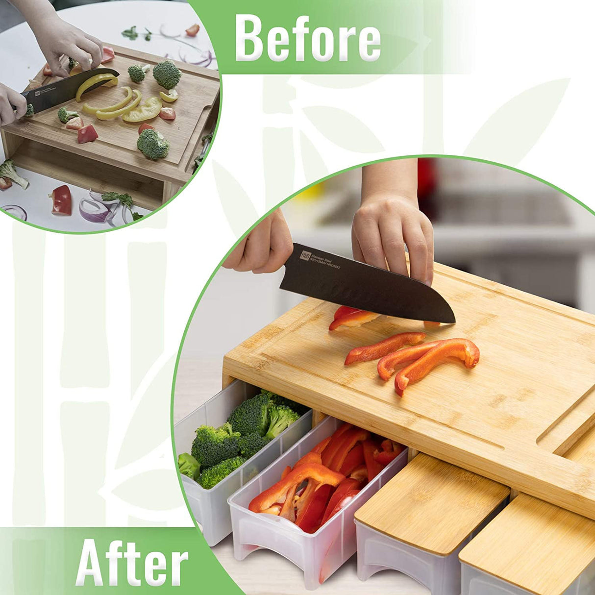 Bamboo Cutting Board Set with Graters & Containers &ndash; Food Prep Station