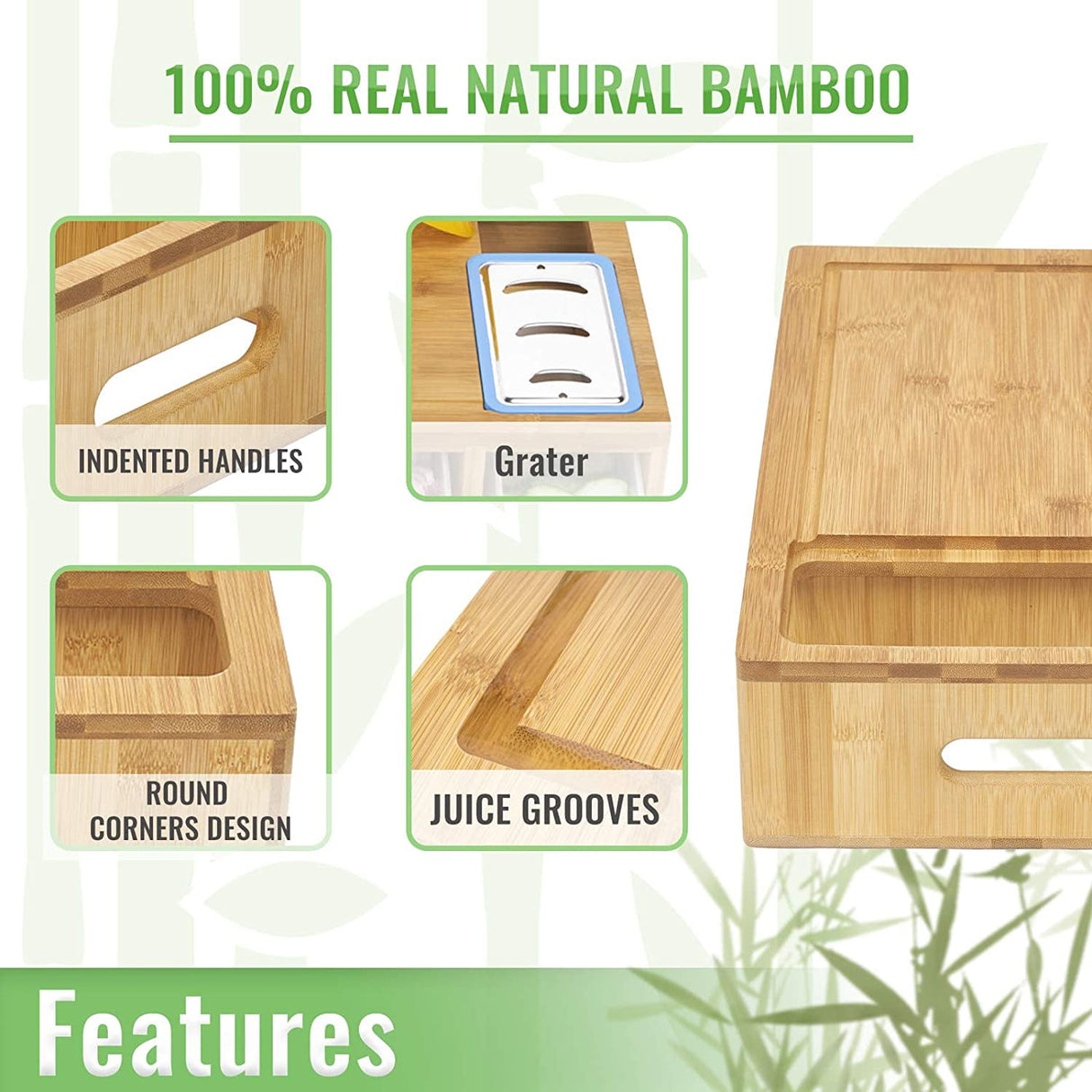 Bamboo Cutting Board Set with Graters & Containers &ndash; Food Prep Station