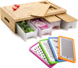 Bamboo Cutting Board Set with Graters & Containers &ndash; Food Prep Station