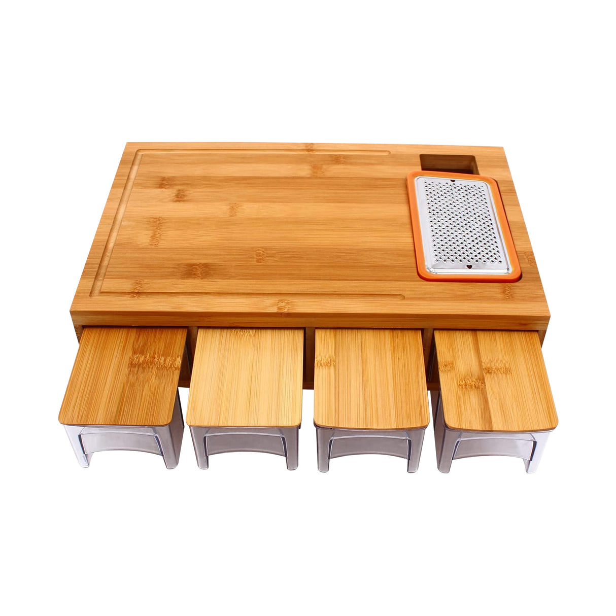 Bamboo Cutting Board Set with Graters & Containers &ndash; Food Prep Station