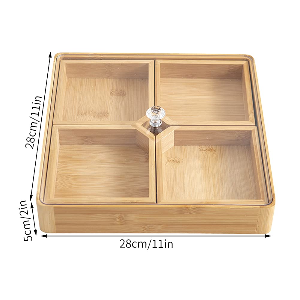 Square Bamboo Snack Serving Tray &ndash; Eco-Friendly Platter for Fruit, Cheese & Appetisers