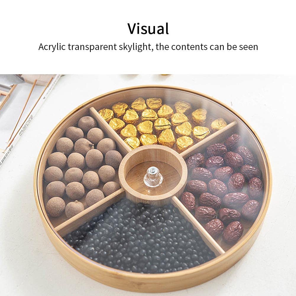 Round Bamboo Snack Serving Tray &ndash; Eco-Friendly Platter for Fruit, Cheese & Appetisers