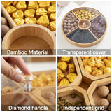 Round Bamboo Snack Serving Tray &ndash; Eco-Friendly Platter for Fruit, Cheese & Appetisers - Front View