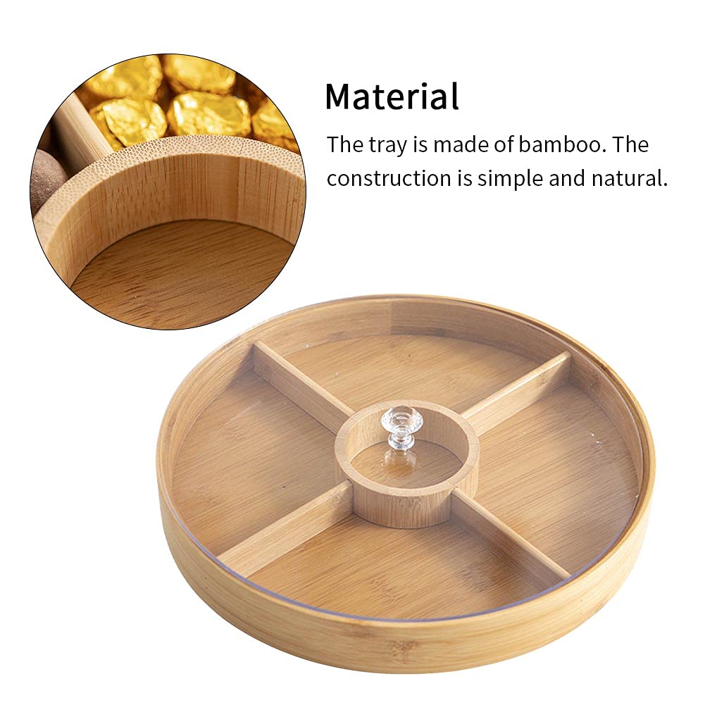 Round Bamboo Snack Serving Tray &ndash; Eco-Friendly Platter for Fruit, Cheese & Appetisers