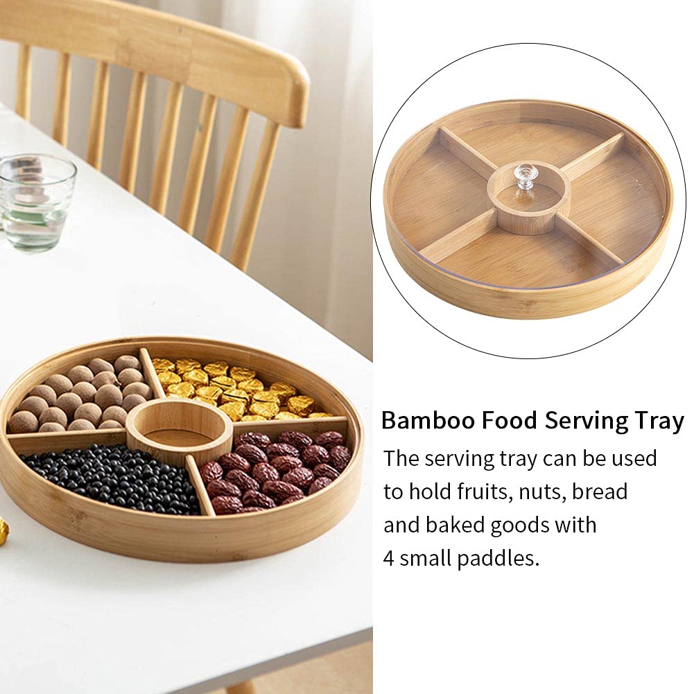 Round Bamboo Snack Serving Tray &ndash; Eco-Friendly Platter for Fruit, Cheese & Appetisers