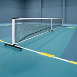 Portable 6.7m Pickleball Net Set &ndash; Heavy Duty Metal Frame with Wheels - Top-Down View