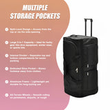 Large Black Wheeled Travel Duffle Bag &ndash; Rolling Luggage Trolley
