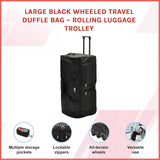 Large Black Wheeled Travel Duffle Bag &ndash; Rolling Luggage Trolley