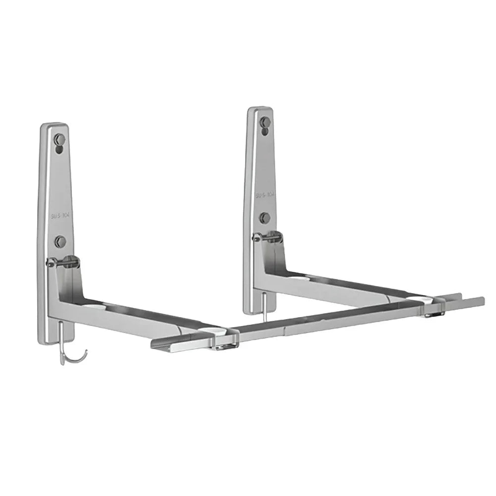 Stainless Steel Microwave Oven Wall Mount Bracket &ndash; Adjustable Shelf with Removable Hooks
