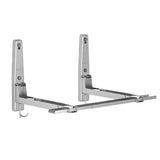 Stainless Steel Microwave Oven Wall Mount Bracket &ndash; Adjustable Shelf with Removable Hooks