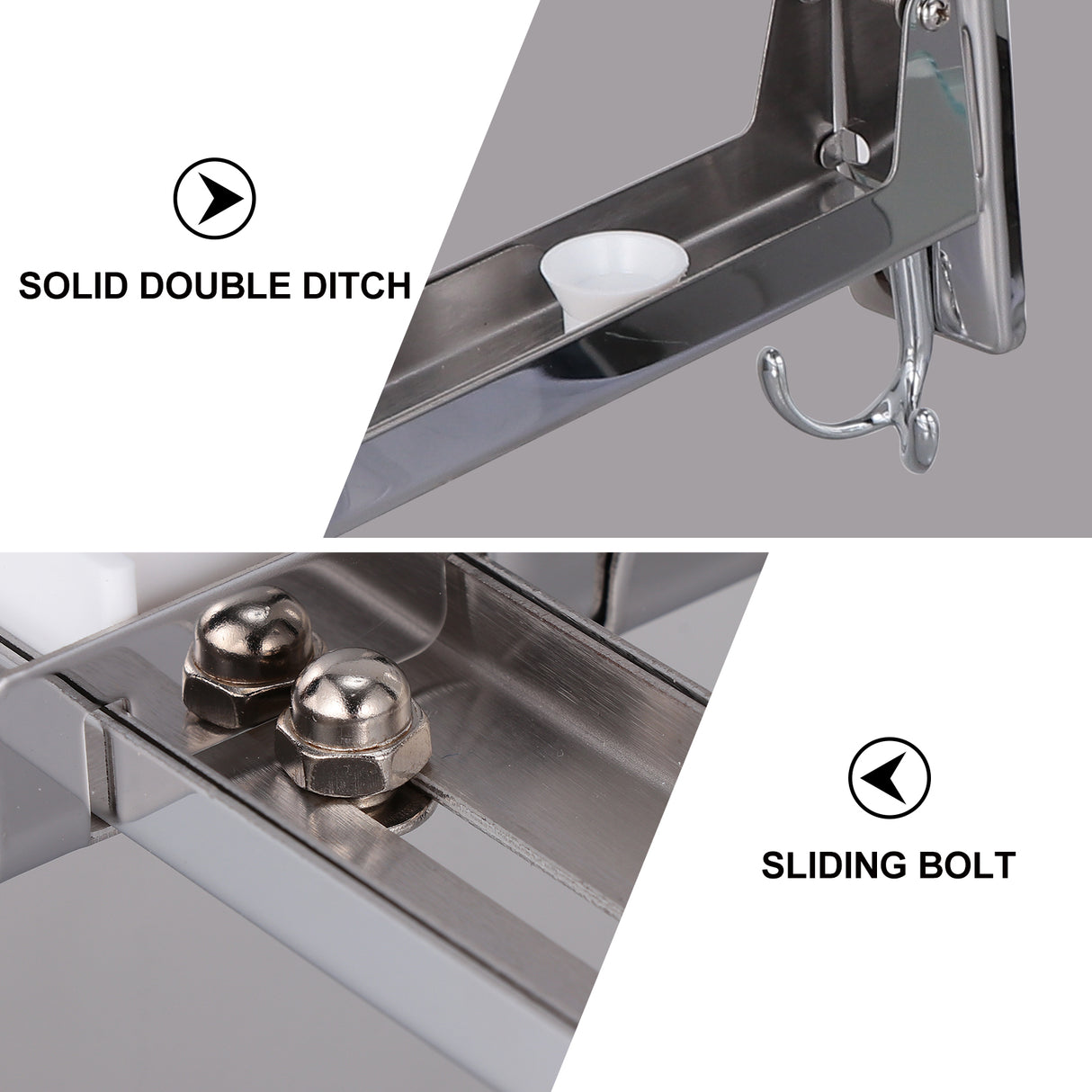 Stainless Steel Microwave Oven Wall Mount Bracket &ndash; Adjustable Shelf with Removable Hooks