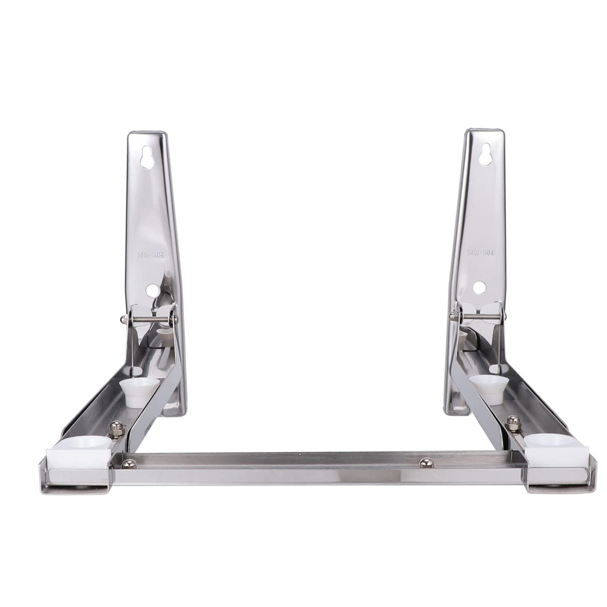 Stainless Steel Microwave Oven Wall Mount Bracket &ndash; Adjustable Shelf with Removable Hooks