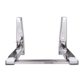 Stainless Steel Microwave Oven Wall Mount Bracket &ndash; Adjustable Shelf with Removable Hooks - 45-Degree Angle
