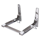 Stainless Steel Microwave Oven Wall Mount Bracket &ndash; Adjustable Shelf with Removable Hooks - Close-Up Angle