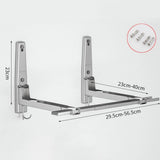 Stainless Steel Microwave Oven Wall Mount Bracket &ndash; Adjustable Shelf with Removable Hooks - Low Angle