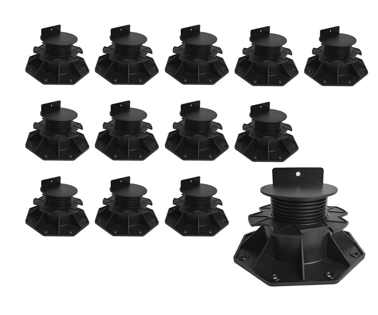 12 Pack Adjustable Deck Support Pedestals &ndash; Deck Foundation Bases
