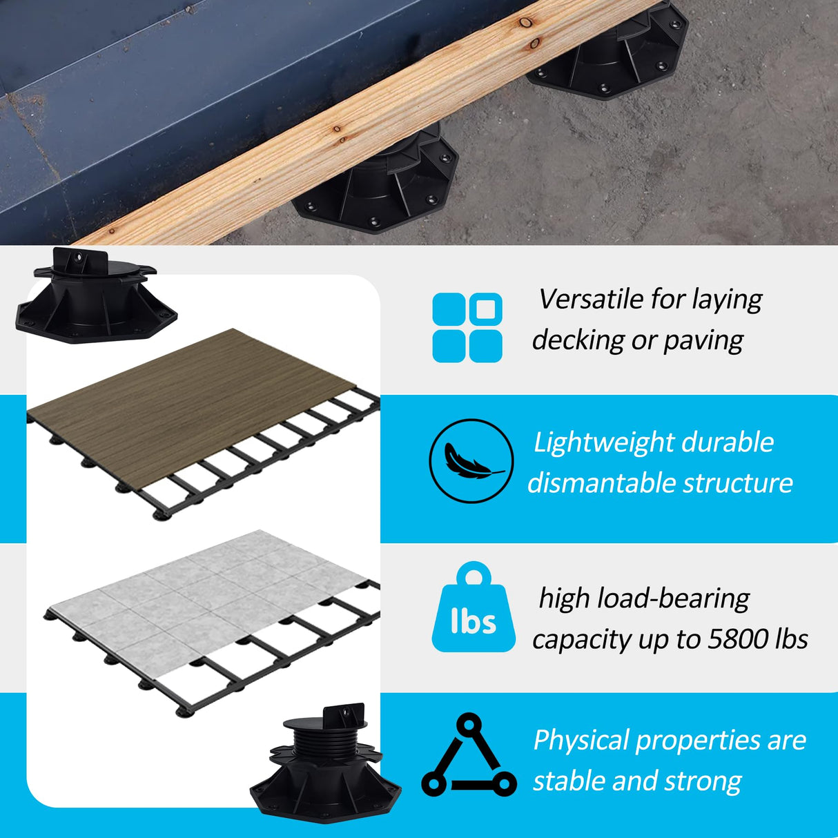 12 Pack Adjustable Deck Support Pedestals &ndash; Deck Foundation Bases