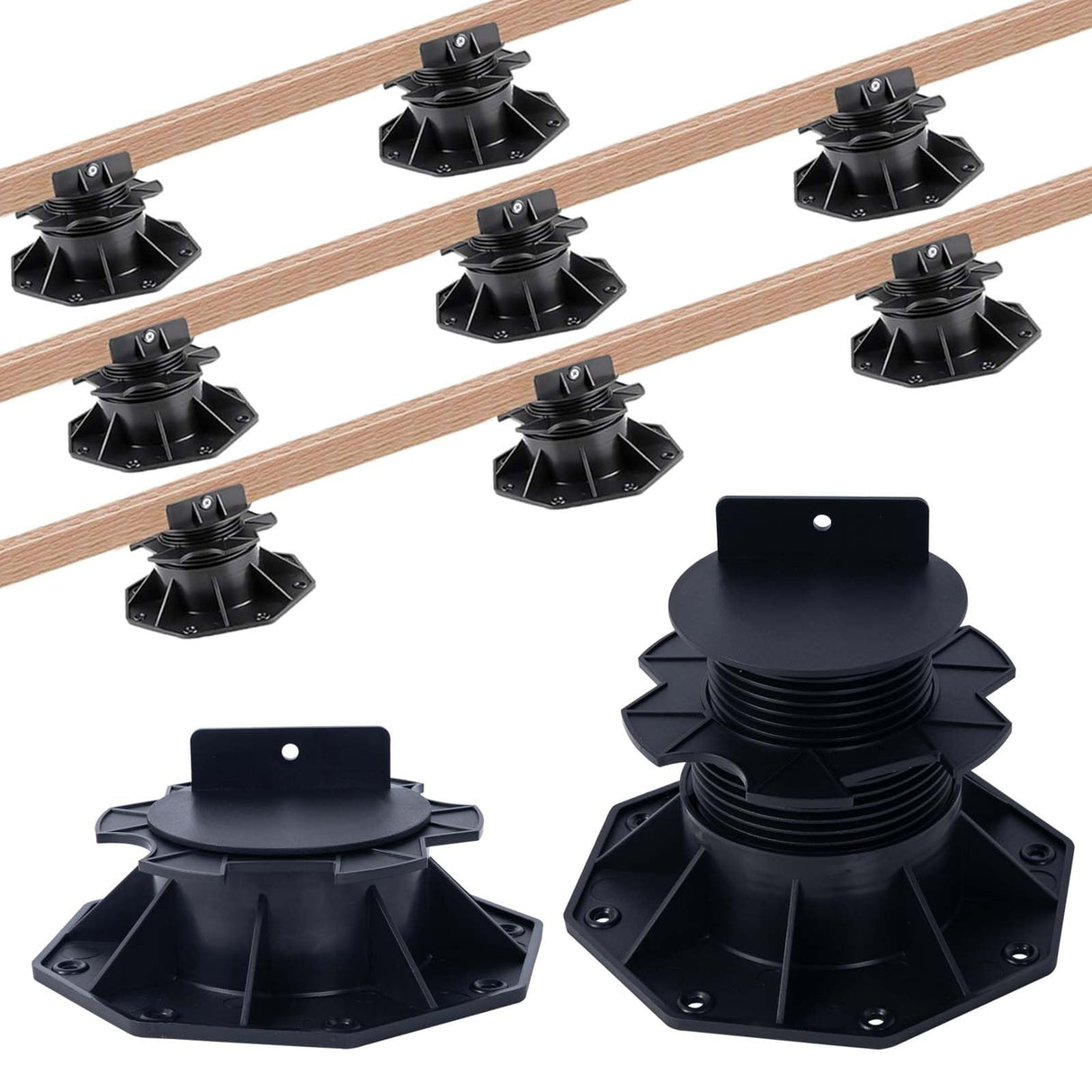12 Pack Adjustable Deck Support Pedestals &ndash; Deck Foundation Bases