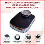 Medical Style Bathroom Scales &ndash; Large Analogue Dial, Heavy-Duty Mechanical Scale - Rear View