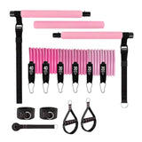 14pc Pilates Bar Kit with Resistance Bands & Belt &ndash; Home Fitness Pedal Puller