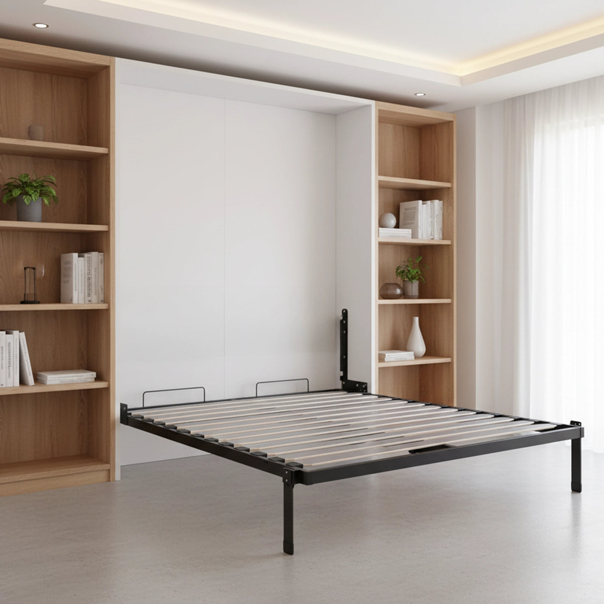 Double DIY Wall Bed Hardware Kit with Black handle &ndash; Frame & Mechanism for Custom Build