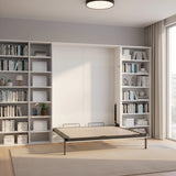 Double Wall Bed in White Gloss &ndash; Space Saving Murphy Bed Kit with Gold Door Handle