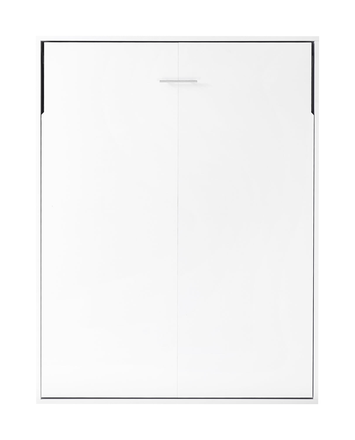 Double Wall Bed in White &ndash; Space Saving Murphy Bed Kit with Silver Door Handle