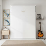 Double Wall Bed in White &ndash; Space Saving Murphy Bed Kit with Silver Door Handle - Extra Image