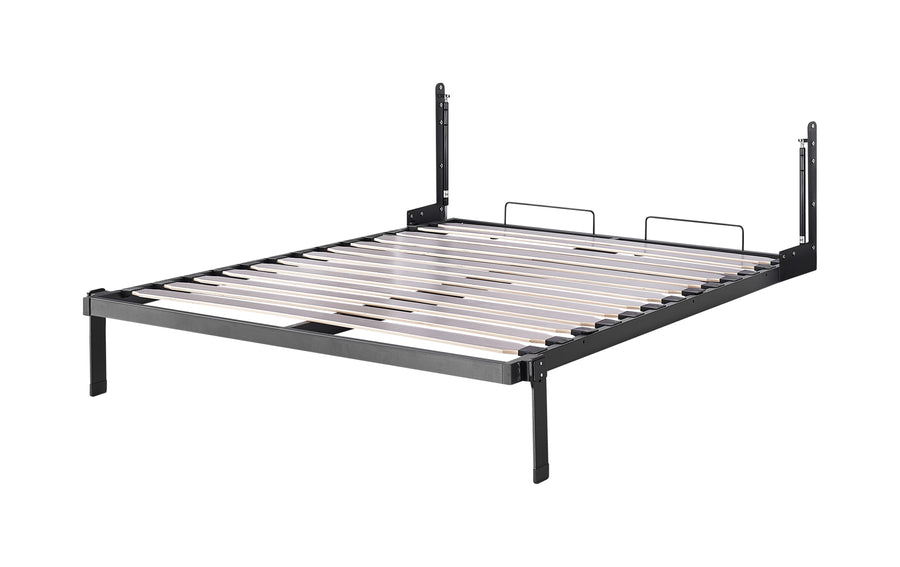 Double Wall Bed in White &ndash; Space Saving Murphy Bed Kit with Silver Door Handle