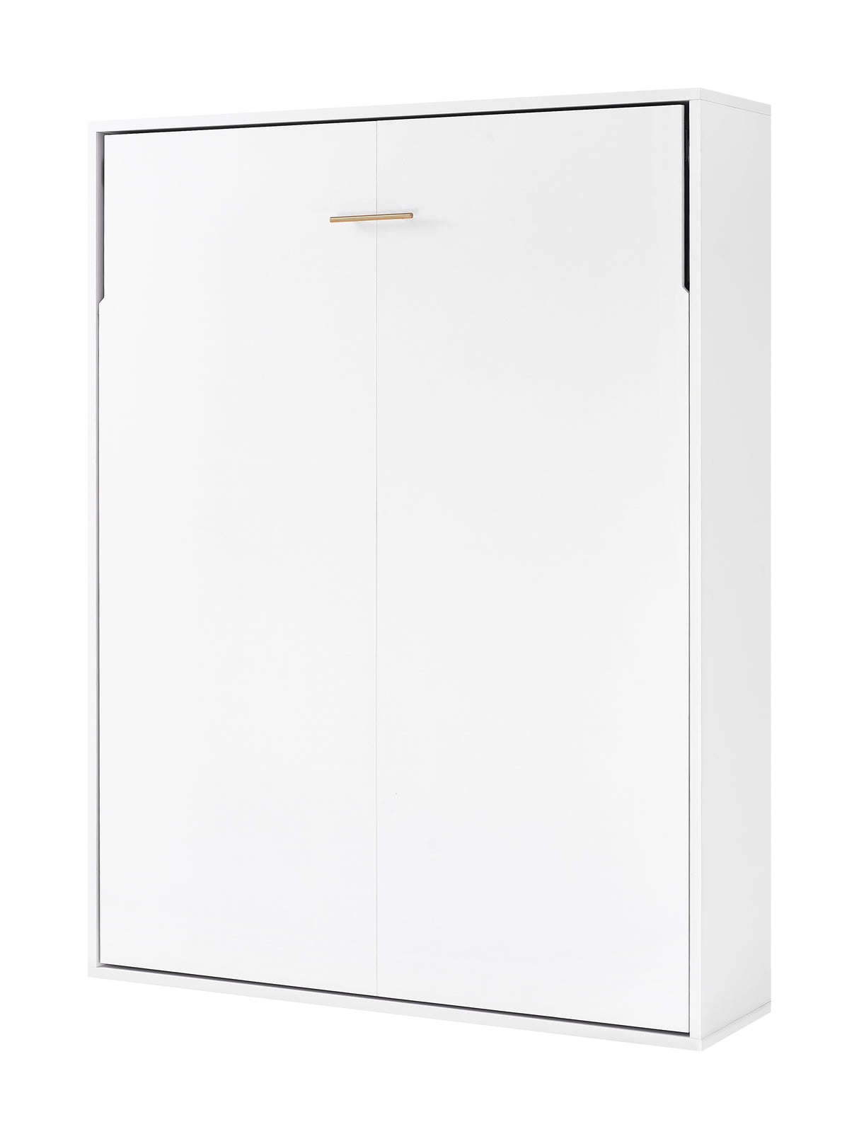 Double Wall Bed in White &ndash; Space Saving Murphy Bed Kit with Gold Door Handle