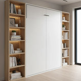 Double Wall Bed in White &ndash; Space Saving Murphy Bed Kit with Gold Door Handle - Extra Image