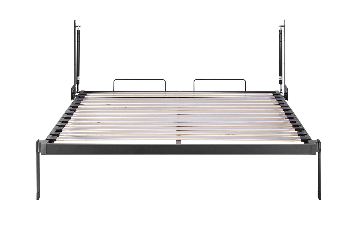 Double Wall Bed in White &ndash; Space Saving Murphy Bed Kit with Gold Door Handle