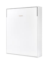Queen Wall Bed in White Gloss &ndash; Space Saving Murphy Bed Kit with Silver Door Handle