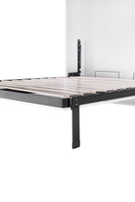 Queen Wall Bed in White Gloss &ndash; Space Saving Murphy Bed Kit with Gold Door Handle