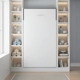 Single Wall Bed in White Gloss &ndash; Space Saving Murphy Bed Kit with Silver Door Handle - Extra Image