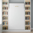 Single Wall Bed in White Gloss &ndash; Space Saving Murphy Bed Kit with Gold Door Handle