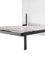 Single Wall Bed in White Gloss &ndash; Space Saving Murphy Bed Kit with Gold Door Handle