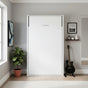 King-single Wall Bed in White Gloss &ndash; Space Saving Murphy Bed Kit with Silver Door Handle