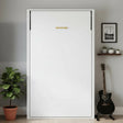 King-single Wall Bed in White Gloss &ndash; Space Saving Murphy Bed Kit with Gold Door Handle