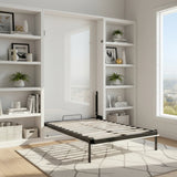 King-single Wall Bed in White Gloss &ndash; Space Saving Murphy Bed Kit with Gold Door Handle
