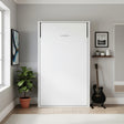 King-single Wall Bed in White &ndash; Space Saving Murphy Bed Kit with Black Door Handle