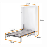 King-single Wall Bed in White &ndash; Space Saving Murphy Bed Kit with Black Door Handle - Extra Image