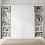 Queen Wall Bed in White &ndash; Space Saving Murphy Bed Kit with Silver Door Handle - Extra Image
